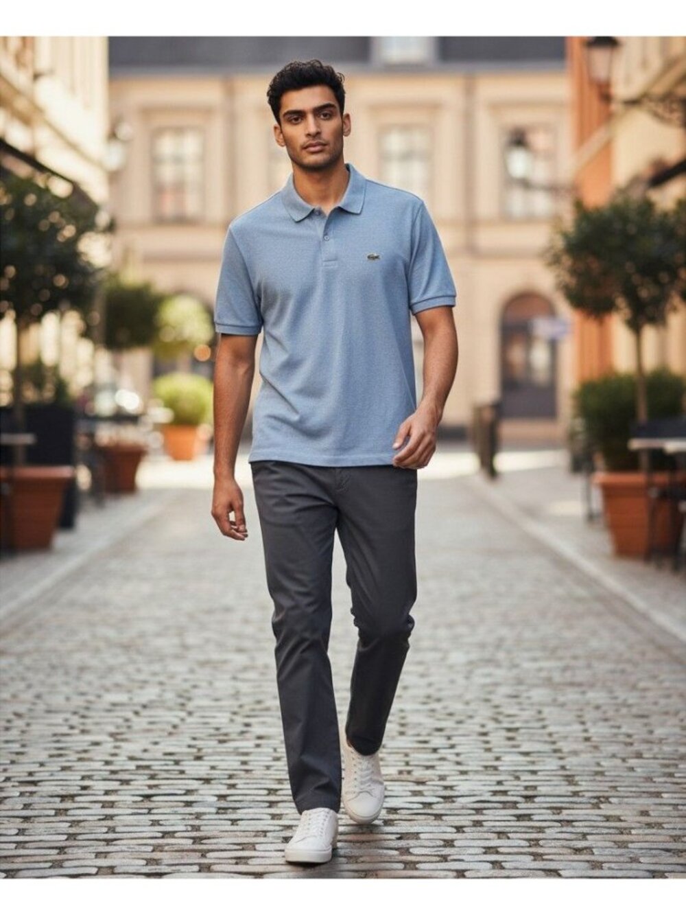 Lacoste Slim Fit Mens Polo Shirt US 4XL Blue Cotton Short Sleeve Lightweight